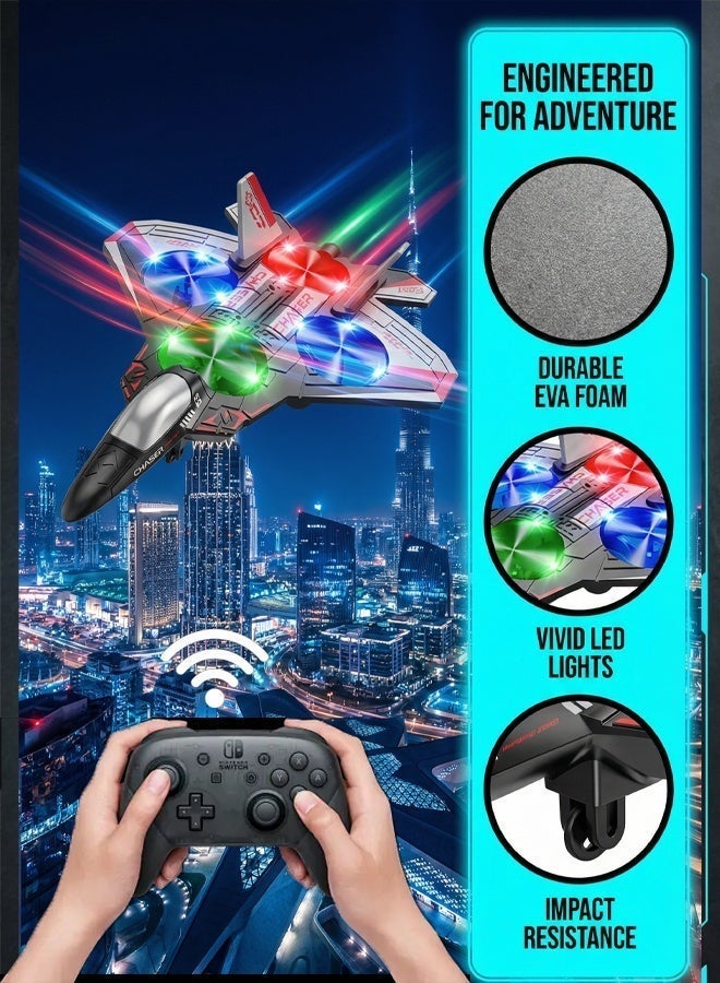 Fyliz RC Helicopters Plane for Kids, Foam Drone Airplane with Remote Control and LED Lights (Red) - Image 3